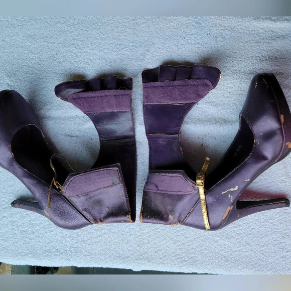 Purple and  Gold High Heels Boots - Picture 11 of 16